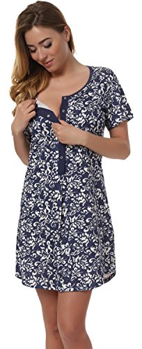 Italian Fashion IF Women's Maternity Nightdress Kelly 0114 (Dark Blue, M)