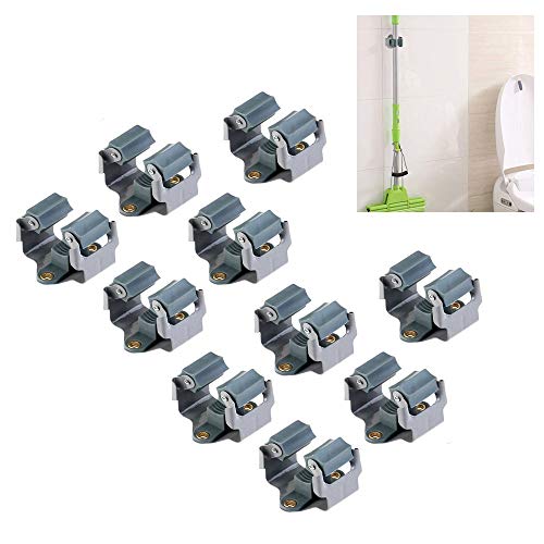 Wohlstand 10pcs Mop et support de rangement balai titulaire Wall Mount organisateur Over porte cintre Rack,MOP et balai support mur monté jardin stockage en Rack (Gris)