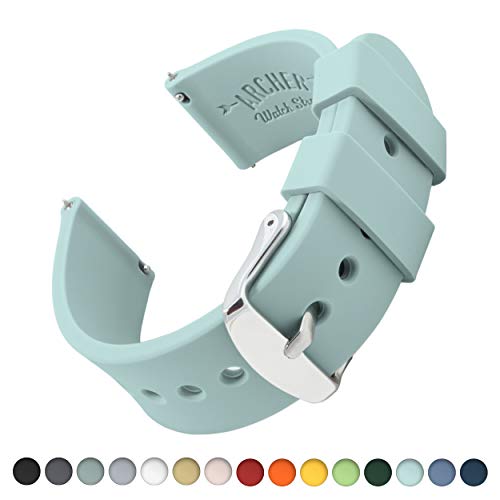 Archer Watch Straps | Repuesto de Correa Reloj de Silicona para Hombre y Mujer, Caucho Fácil de Abrochar para Relojes y Smartwatch | Azul Bebé, 18mm