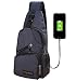 Produktbild lemongirl Sling Brust Tasche mit USB Ladekabel für Herren Damen, Unisex Schulter Umhängetasche Rucksack für Reisen Wandern Camping Radfahren Mini Adult Handtasche Rucksack One Size blau
