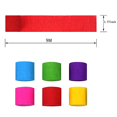 Ailiebhaus 6 Kreppbänder 10 m x 5 cm farbig sortiert Party Picknick, Papier - 6
