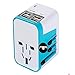 Produktbild Universal Travel Plug Adapter, Travel Power Plug Adapter Worldwide All in One Universal Travel Adapter Wandlader AC Power Plug Adapter mit Dual-USB-Lade-Ports,Blue