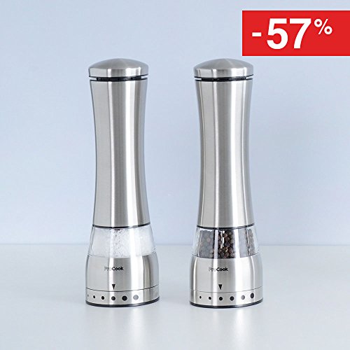 ProCook elektrische Salz- und Pfeffermühle aus Edelstahl Set, 2-teilig, ausgestellte Form – FRÜHLINGSANGEBOT! - 2