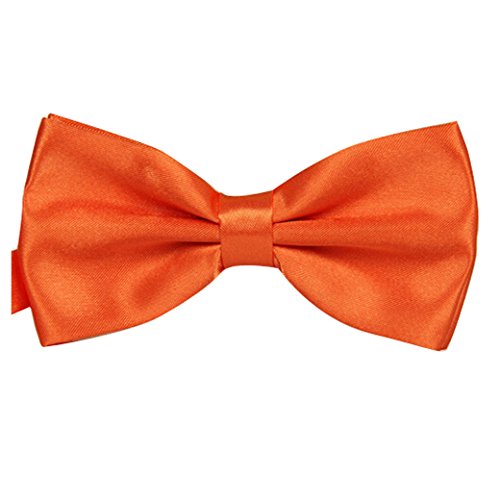 TANGDA Men Solid Tuxedo Satin Polyester Bow Tie BowTies - Orange