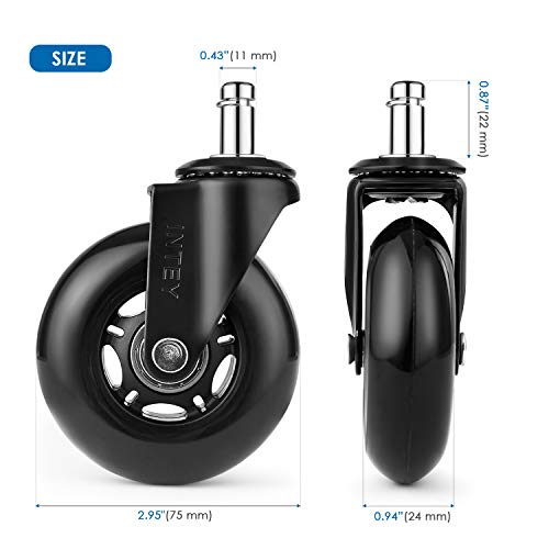 INTEY Ruedas para Silla Oficina (5 pierzas) Seguro para Todos los