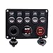 Produktbild perfk 12V 6 Gang Wippschalterfeld USB 5 Fach Switch Panel USB-Ladegerät Voltmeter-Bedienfeld
