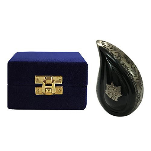 Falling Leaves Andenken schwarz Tropfenform Urne, klein Tropfenform Beerdigung Urns für Asche UK - 2