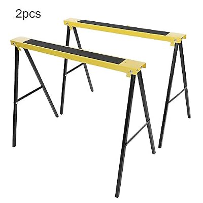EBTOOLS 2 pcs Tréteaux Pliables Chevalets de Sciage Pliants Paire de Tréteaux en Métal Robuste Tréteau Portable Durable Outil Pratique pour Menuisier Bricolage Charge Max. 100 kg