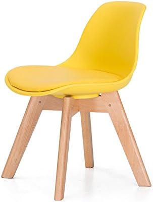 JUNDENGZI Children's Solid Wood Stool Backrest Chair Soft Bag Kindergarten Baby Chair Plastic Yellow 37*42*54cm