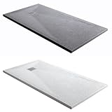 Producto con certificado CE. Plato de ducha rectangular de efecto mármol blanco o gris almohadillado. 70 x 120, 80 x 120, 70 x 140, 80 x 140 cm
