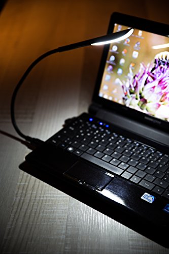 BERTRONIC ® LED USB Lampe 2016 – Schwarz – Flexibles LED Licht für den USB Anschluss – 3 Helligkeitsstufen & Extrem Biegsam – für Notebooks, Tablets, Powerbanks, PC – Nur 2,8 Watt – Nachtlampe, Leselampe, Laptoplampe - 5