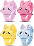 4 Pezzi Ragazze Orologi Digitali, Carino Bambini Coniglio Orologi, Orologio da Polso LED per Piccola Ragazza Neonata Regali