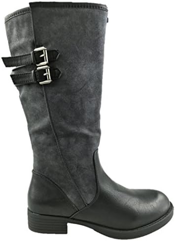 LADIES PULL ON MID CALF FLAT HEEL SUEDE WARM LINED WINTER BOOTS GREY SIZE UK 3-9 (UK 5)