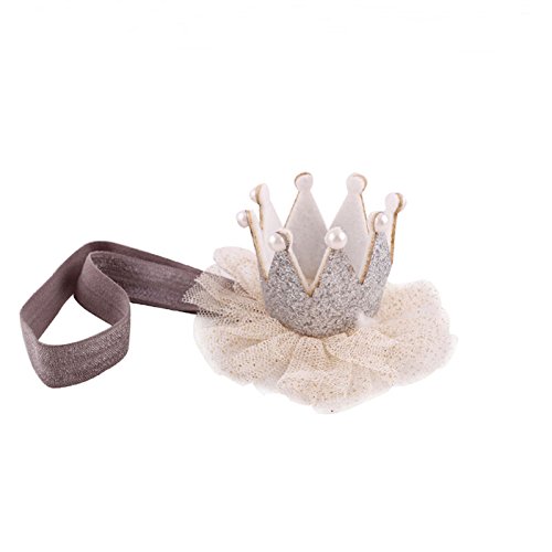 Akili(TM) 1 Piece Silver Mini Elastic Headband Baby Crown Headwear for Kids Birthday Crown