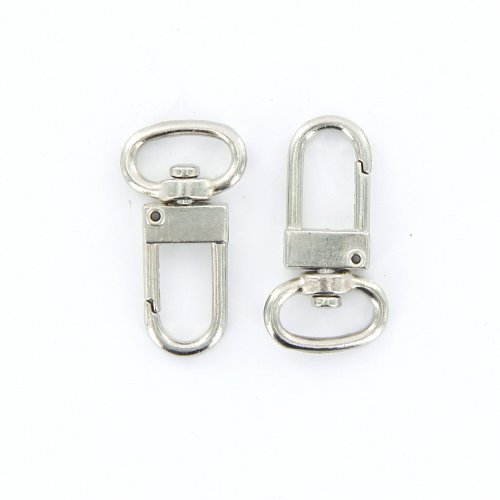 10 Stueck Swivel Karabinerhaken Haken Silber Schluesselanhaenger 18mm x 33mm - 2