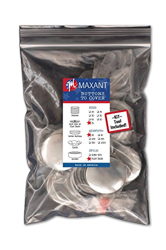Botones para forrar, fabricados en EE.UU, botones para forrar por ti mismo con respaldo plano - Size 75 Flat - Qty 25