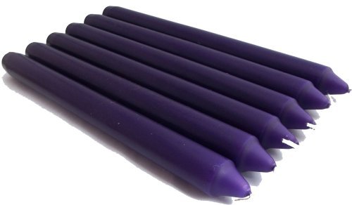Colourful and Elegant Dinner Candles - Set of 6 - Non Drip - 21cm Tall - Choose your Colour (Purple) by The Glass Pebble Shop