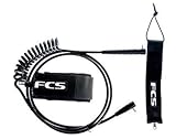 Black 11\' FCS SUP Leash Straight/Coil Combo (Calf Attachment) by FCS