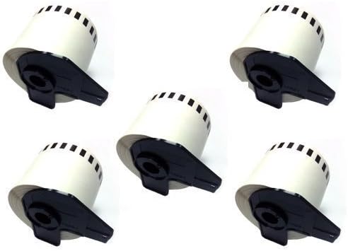 Eseller Direct® - (5 Rolls with Holder) Compatible DK22205 Continuous White Standard Address Labels for Brother P–Touch QL 500 QL 550 560 570 580N 650TD 1050 1060N Label Printer Thermal Paper Roll - 62 mm x 30.48 m
