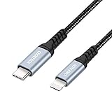 Carga rápida con cargador pd este usb c a lightning cable se puede cargar sus dispositivos ios que soporte protocolo power delivery ultilizado usb-c power delivery cargador(apple 29w, 30w, 61w o 87w usb-c alimentador） en una velocidad rápida