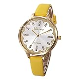 Chenang Damen Analog Quarz Armbanduhr Ø38mm Einfach Armbanduhr Slim Uhr Uhr Kleine Sekundenanzeige flach Slim Uhr Kunstleder Mädchen Quarzuhr