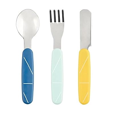 Babymoov Set de 3 Couverts Bleu en Inox pour Enfant