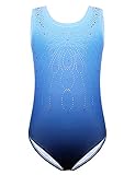turnanzug blau weiss Gymnastik Trikots Turnanzug Mädchen für Kinder: Entworfen für Mode Mädchen, die wie Sport, Gymnastik, Ballett, Yoga, Tanz, Bühnenpodest oder andere Sportarten mögen. Das beste Geschenk für Ihr Kind.