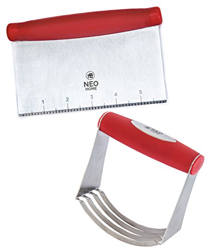 Neo Home- 2er Set - Teigmischer - Teigkneter & Teigschaber - Edelstahl Schneider: Schneiden Sie Gebäck, Nüsse, Gemüse und machen Sie die perfekte Tortenkruste!