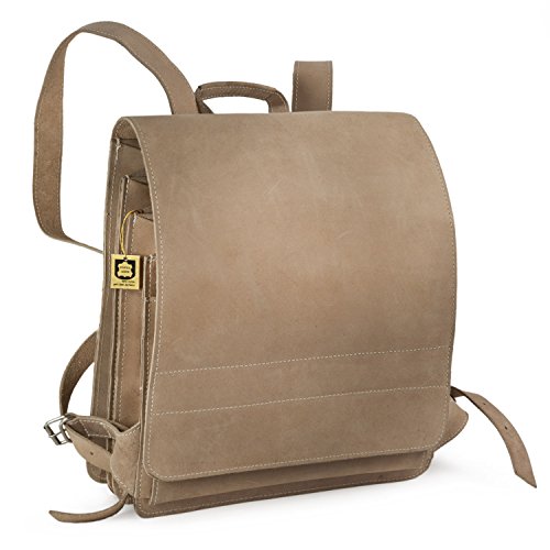 Sehr Gro  er Lederrucksack   Lehrerrucksack Gr    e XL aus B  ffel-Leder  f  r Damen und Herren  Creme Beige  Modell 670