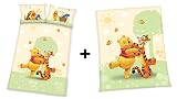 GESCHENKSET: DISNEYs Winnie the Pooh Flanell BETTWÄSCHE 40x60cm 100x135cm, 100% Baumwolle plus FLEECEDECKE 130x160cm, neu von Herding
