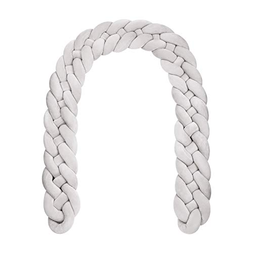 Preisvergleich Produktbild Luchild Bettumrandung Babybett Länge 2.2m Baby Nestchen Bettumrandung Weben Geflochtene Stoßfänger Dekoration für Krippe Kinderbett (Grau)