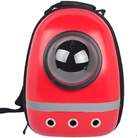 Space Capsule Shaped Pet Carrier Breathable Packpack PC Dog Outside Travel Portable Cat Bags (Red)