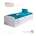 Produktbild Jugendbett Massivholzbett 90x200cm Holzbett Kinderbett Bett Funktionsbett Kojenbett Sofa-Bett in Weiss mit Genug Stauraum Kiefer Massiv inkl. Lattenrost
