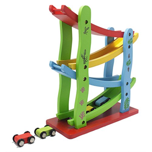 Cooltechstuff - New Car Race Run Track Racing Speed Wooden Toy Slider Click Clack Kids Childrens