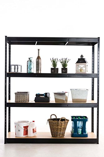 CLP Schwerlastregal, Metall, verzinkt, Weitspannregal Tragkraft 350 kg pro Boden, 4 Böden, Lagerregal, 160 x 60 x 180 cm schwarz - 2