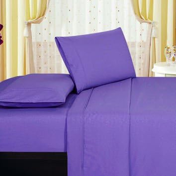 Dreamz Bedding 600-Thread-Count 100% Egyptian Cotton Sateen One Fitted Sheet (+36 Cm) Pocket Depth Emperor, Purple Solid