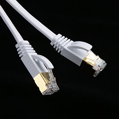 Cat7 RJ45 Ethernet flache Patch Netzwerk LAN NetzwerkkabelInternet Kabel Netzwerkkabel Vergoldet – 10m - 2
