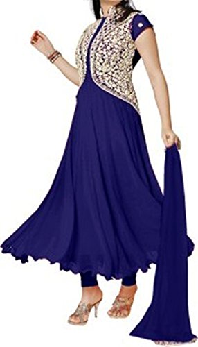 Varibha® Womens BLUE & SILVER Wear Georgette Suit Dress Material | Best Deal Of The Day | Best Offer Of The Day | diwali offers for women dresses | diwali offers for women dresses | diwali offer 2017 | today best offers RS.737 (82.00% Off) - Amazon
