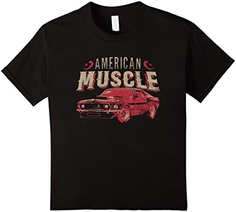 Kids American Muscle Car T Shirt - Drag Car Race Racing Graphic 12 Black