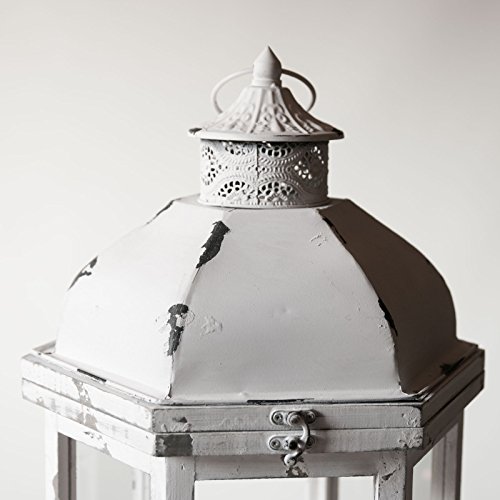 Laternen aus Holz 6eckig Windlicht Kerzenhalter Shabby Chic Auswahl (Weiß) - 4