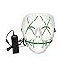 Produktbild TREESTAR Halloween Maske LED Licht Leuchtende Linie Beleuchten Horror Scary Lustige Grimasse Teufel Party Cosplay Maske Kopfbedeckung füR Halloween, Karneval, Maskerade Party, Spannende Party size 18cm*17cm (Grün)