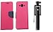 AUX MART Fancy Diary Flip Cover Case For Samsung Galaxy j2 2016 Pink + Wired Selfie Stick No Battery Charging Premium Sturdy Design Best Pocket Sized Selfie Stick RS.449.00