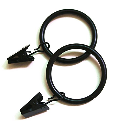 KEEKA 30 Stk. ø 35 mm Edelstahl Gardinenstange Gardinenringe Vorhangringe mit Cliper (Schwarz) - 2