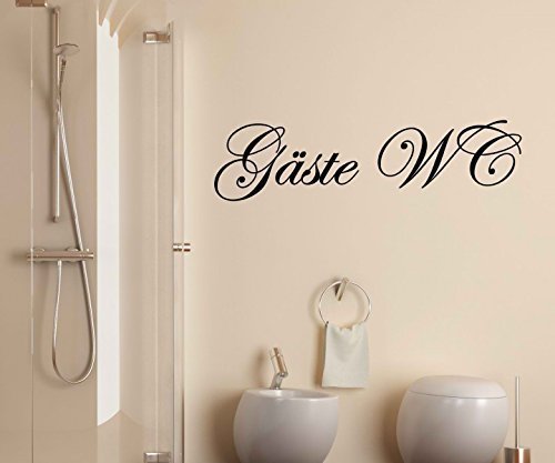 Wandtattoo Gäste WC Toilette Anschrift Wand Sticker Aufkleber Wandbild 3D408, Farbe:Silbergrau glanz;Breite vom Motiv:25cm