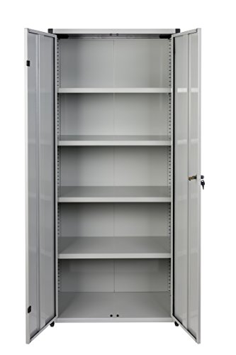 XXL Metallschrank in Hellgrau mit 4 höhenverstellbaren Böden. Außenmaß 80 x 44 x 180 cm. Solide Konstruktion, TÜV geprüft. - 2