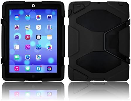 NEW Multi Angel Silicone/Plastic Protective/Dual Layer Shock /Absorbing Kid-Proof Case Shockproof Dirt Snow Sand Proof Survivor Extreme Army Military Heavy Duty Prime Quality Cover Case Kickstand for Apple iPad 2 /3 /4 (MODEL: A1395 / A1396 / A1397 / A1416 / A1430 / A1403 / A1416 / A1430 / A1403) Children Gift APPLE IPAD 2 (MODEL : A1395 / A1396 / A1397) / IPAD 3 (MODEL A1416 / A1430 / A1403) / IPAD 4 (MODEL : A1458 /A1459 /A1460) @SK MICRO® - SUPER FAST SHIPPING FROM UK (Colour - Black)