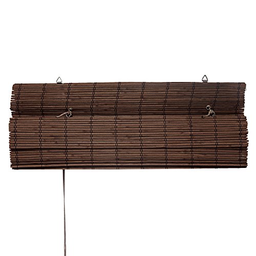 Klemmfix Bambusrollo Raffrollo 80 x 160cm in dunkelbraun – ohne Bohren – VICTORIA M - 4