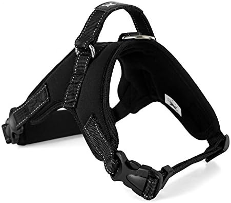 Safety Front Range No-Pull Dog Harness,3m Reflective Vest for Dogs Easy Control (NEOPRENE PADDED BLACK, MEDIUM)