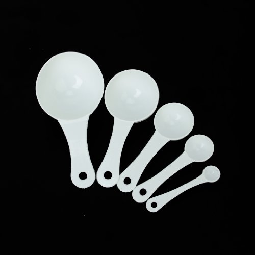 SODIAL(R) Set von 5 Stueck 100ml/50ml/15ml/5ml/1ml Kunststoff Messloeffel - 4