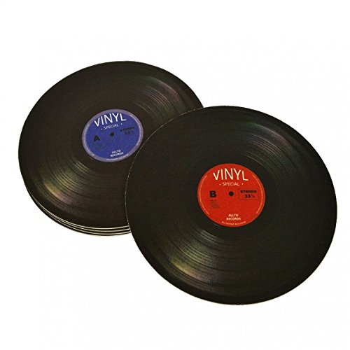 12 x Untersetzer Schallplatte - Glasuntersetzer im Retro Vinyl Schallplatten Design aus Pappe